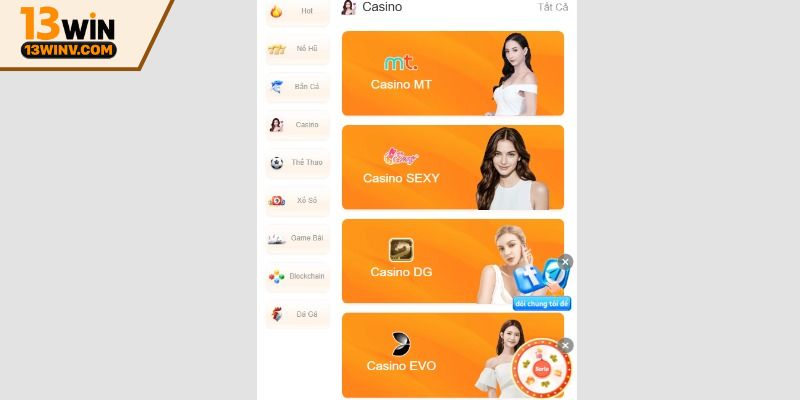 Casino 13win cung cấp dịch vụ giải trí minh bạch